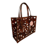 Artisan Tooled Large Brown Inlay Tote