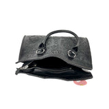 Artisan Large Black Tooled Leather Shoulder Bag